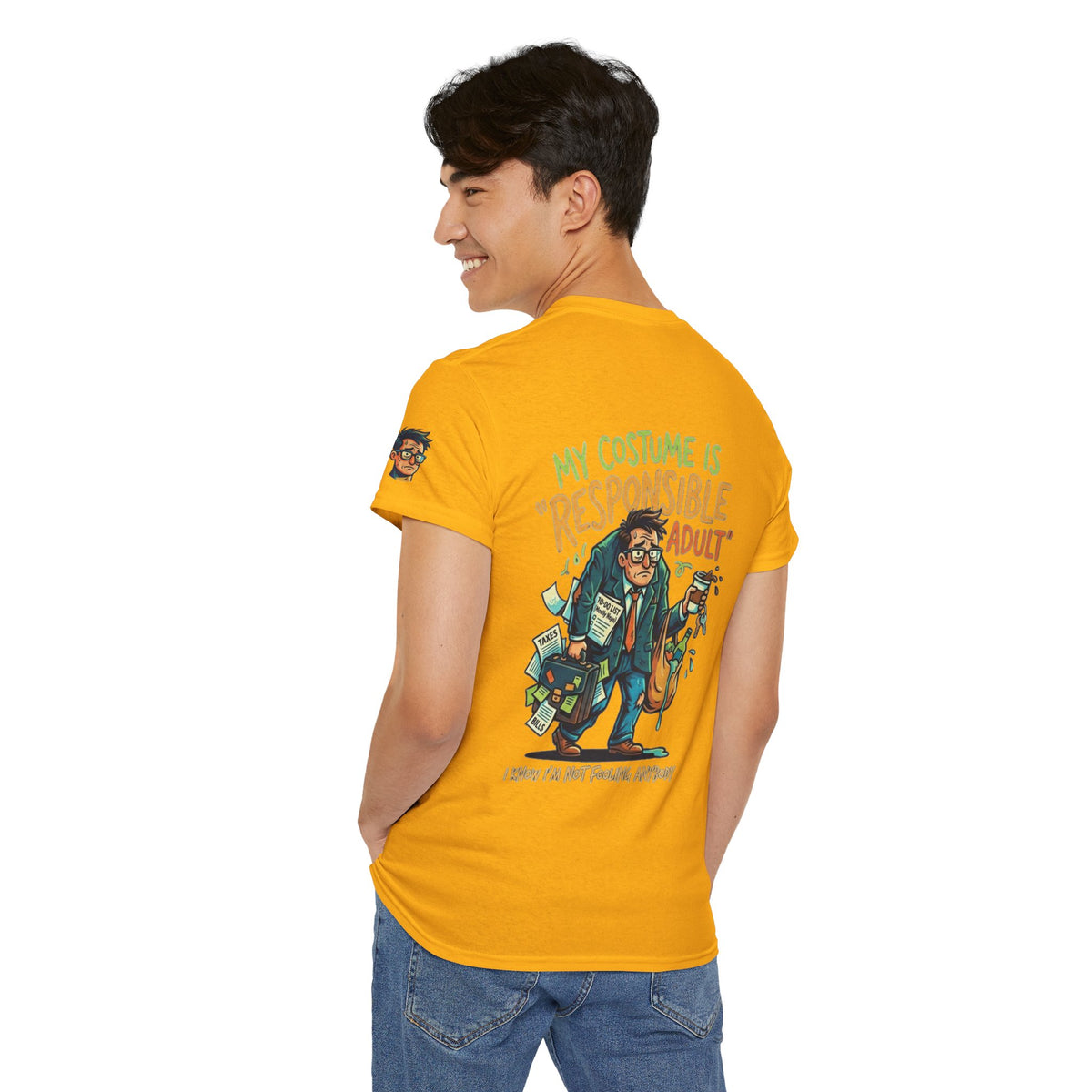 Color: Gold | Responsible Adult Costume Premium Graphic Tee