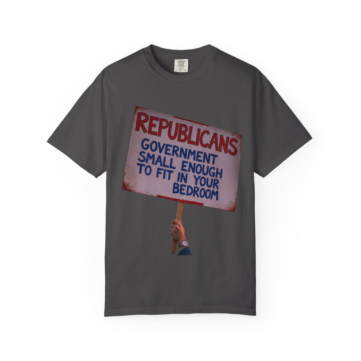 Color: Graphite | Small Government (In All the Wrong Places) Unisex Garment-Dyed T-shirt