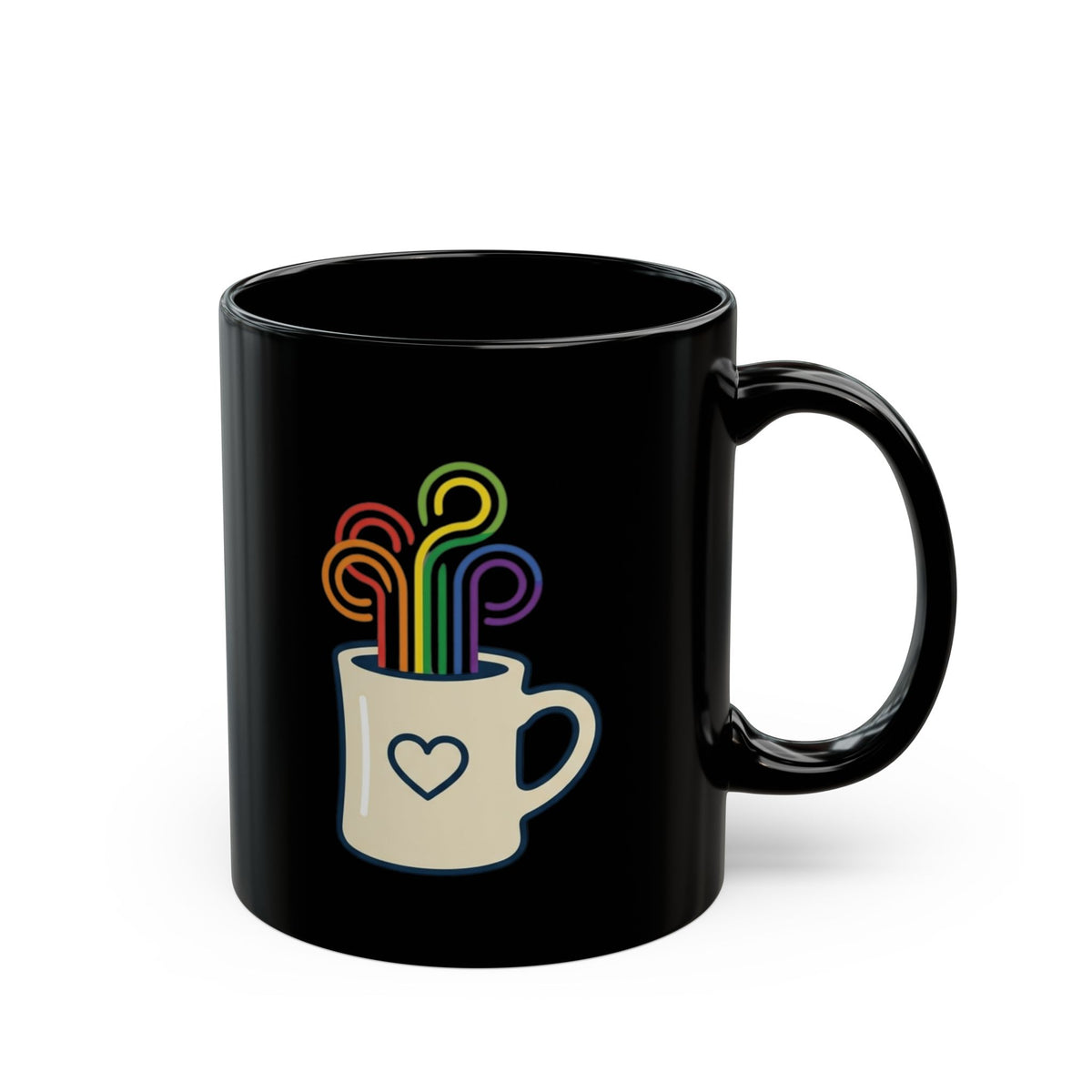"Strong Loud Extra Steamy" Black Ceramic Mug — Graphic