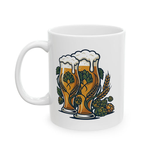 "Beer" White Ceramic Mug