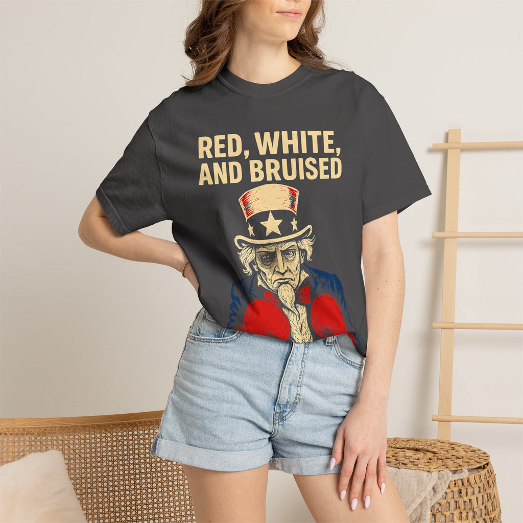 "RED, WHITE, AND BRUISED" Unisex Garment-Dyed T-shirt