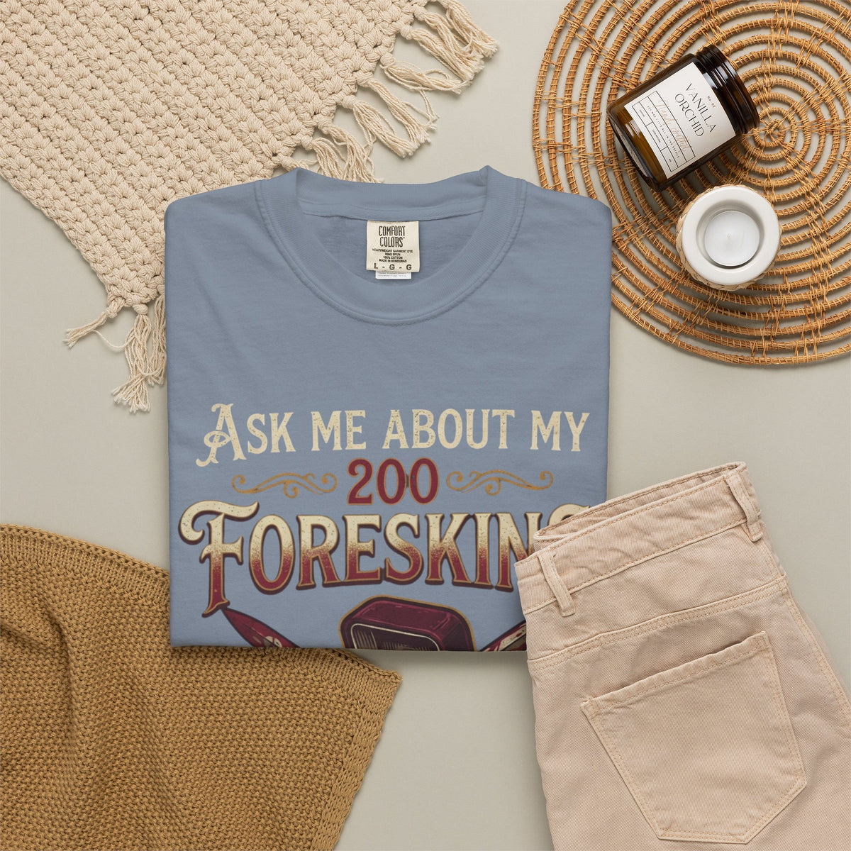 "Good Book Series 200 Foreskins" Unisex Garment-Dyed Tee