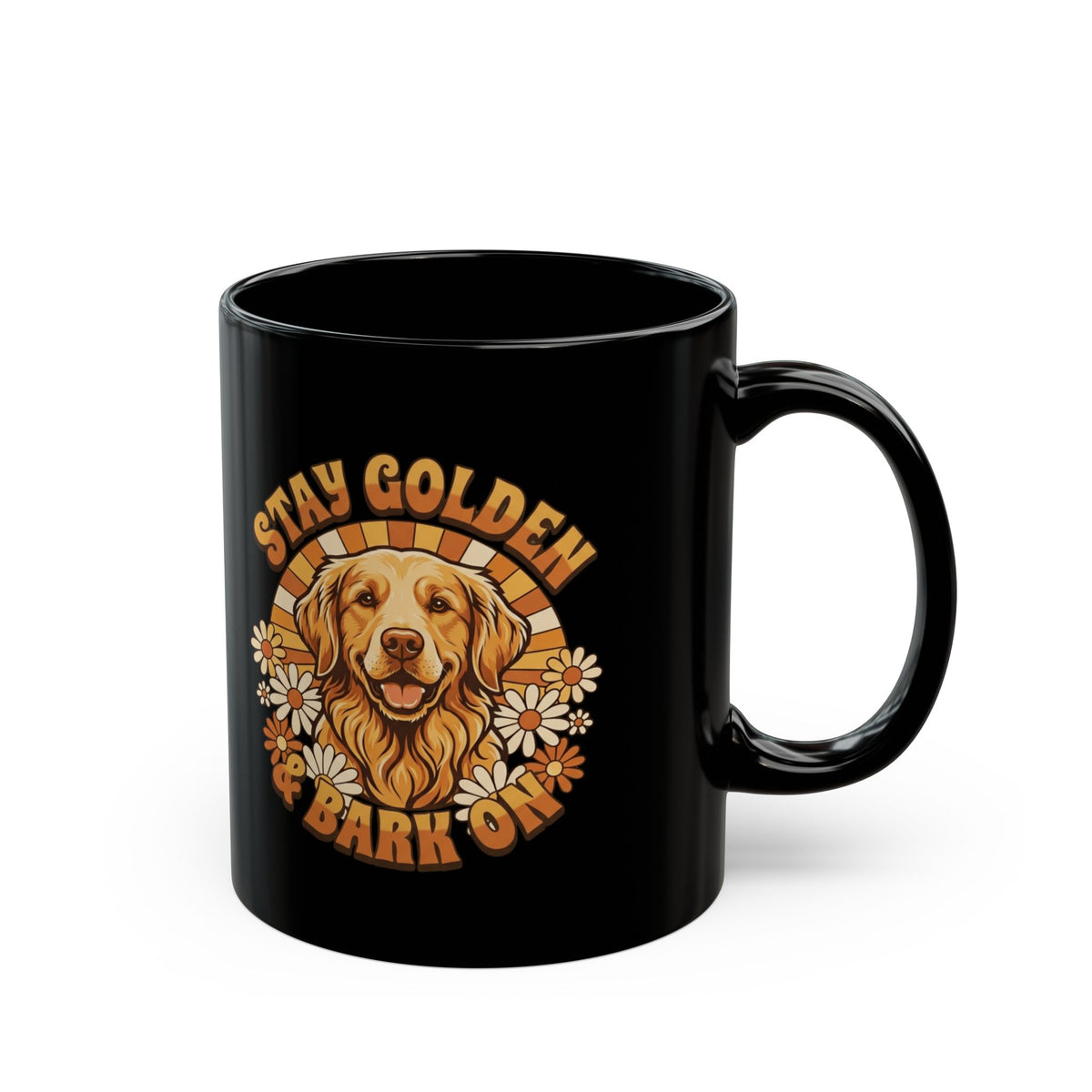 "Stay Golden & Bark On" Black Ceramic Mug