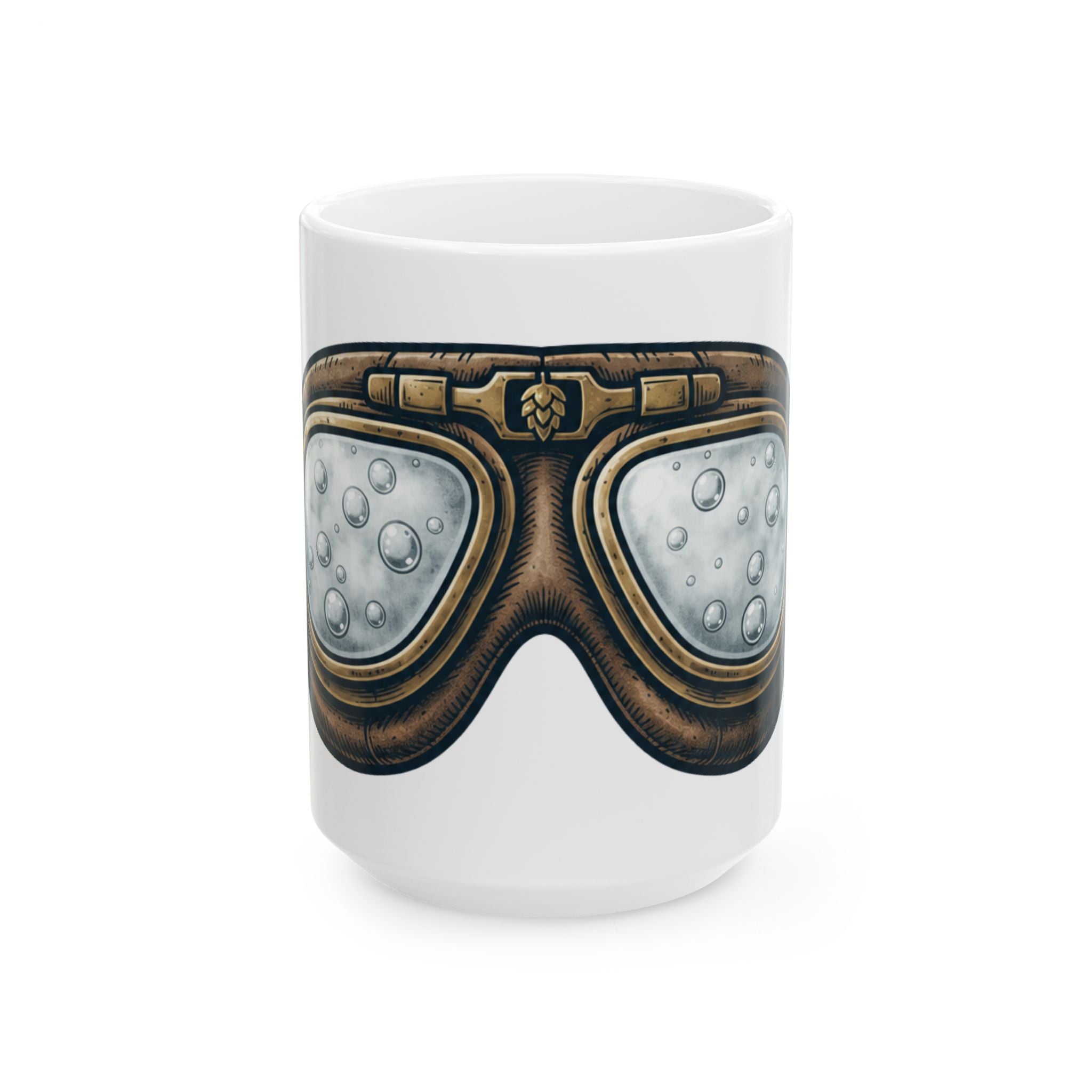 "Foggy Goggle Brewing" White Ceramic Mug — Graphic