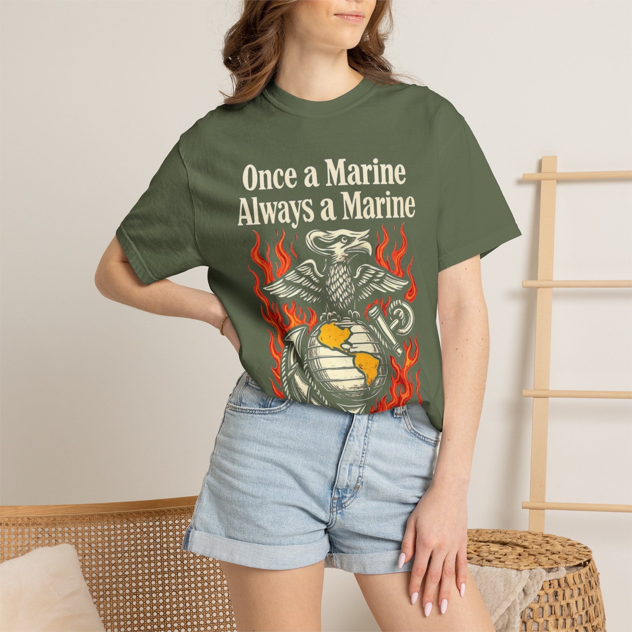 "Once a Marine, Always a Marine" Unisex Garment-Dyed T-shirt