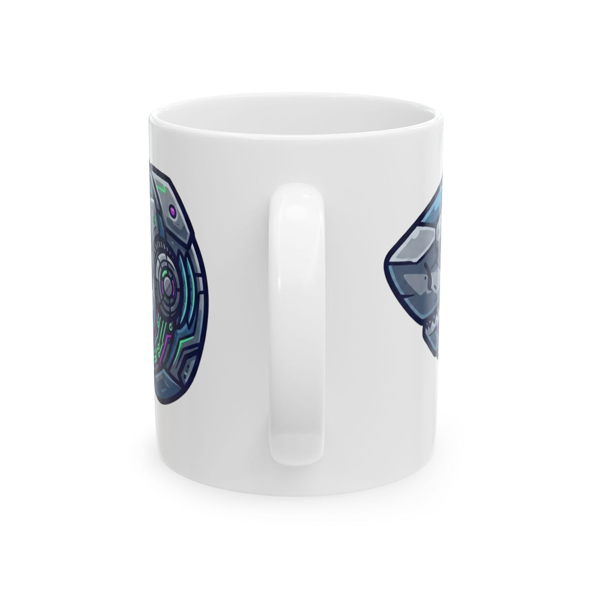 "Cyber Shark" White Ceramic Mug — Graphic