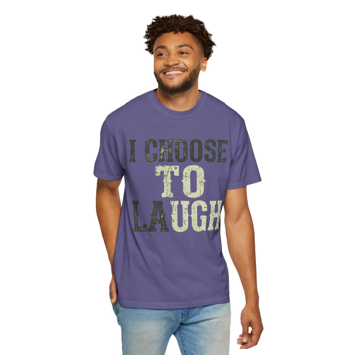 Color: Grape | Choose to Laugh Unisex Garment-Dyed Tee