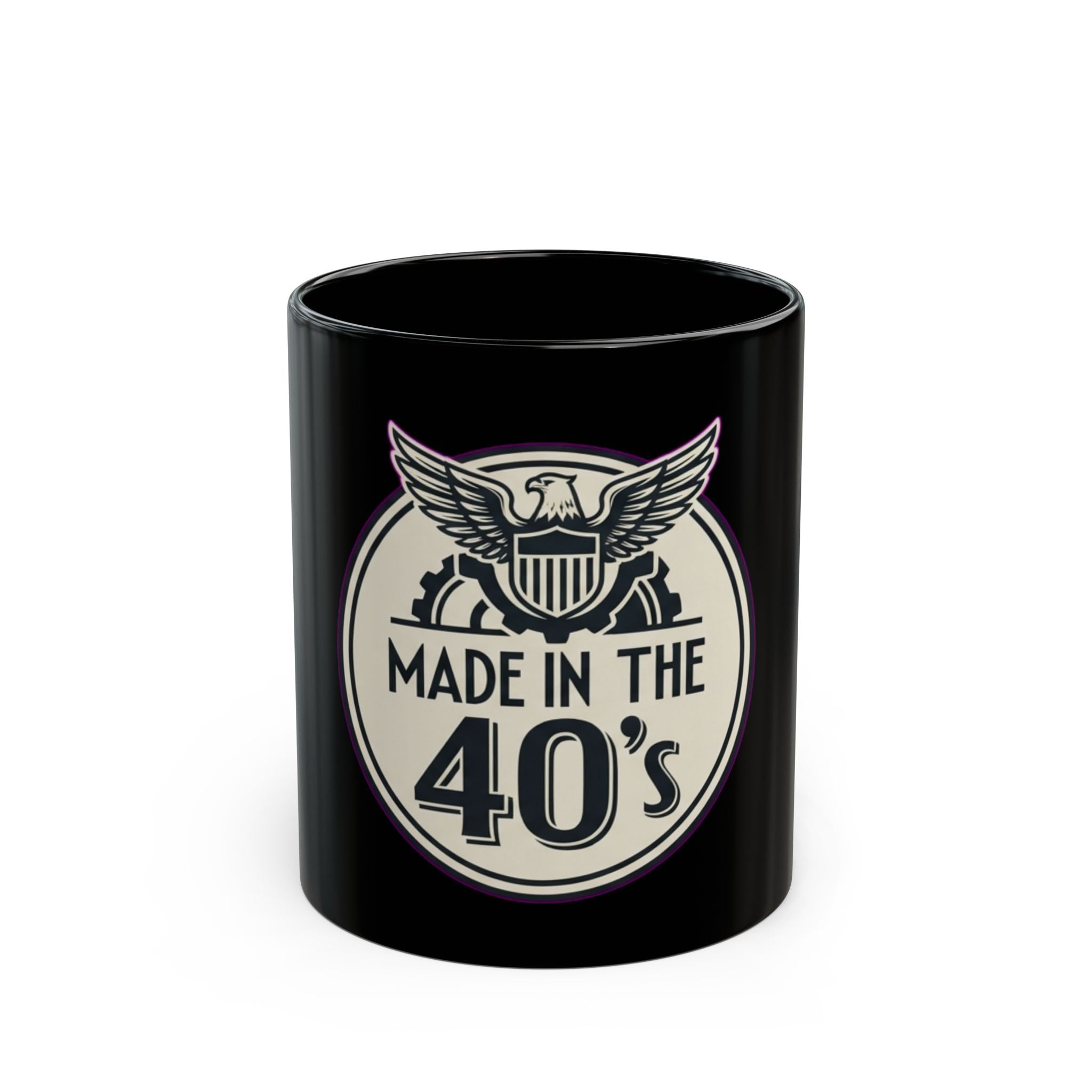 "Made in the 40's" Black Ceramic Mug — Graphic