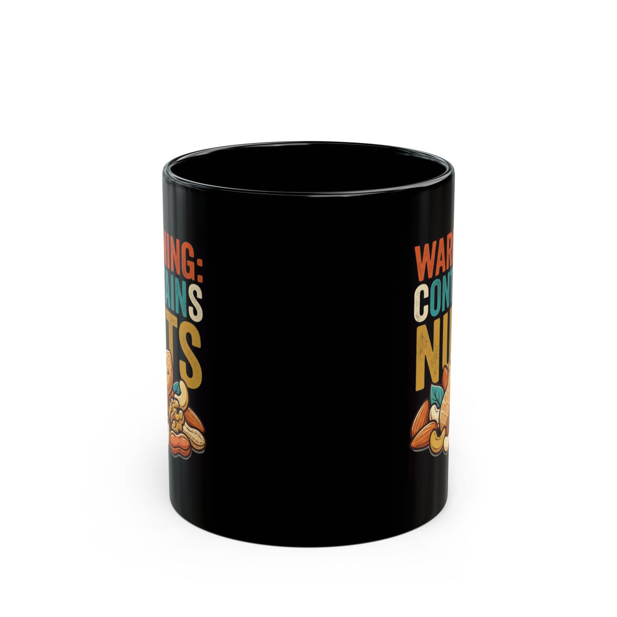 "Warning Contains Nuts" Black Ceramic Mug