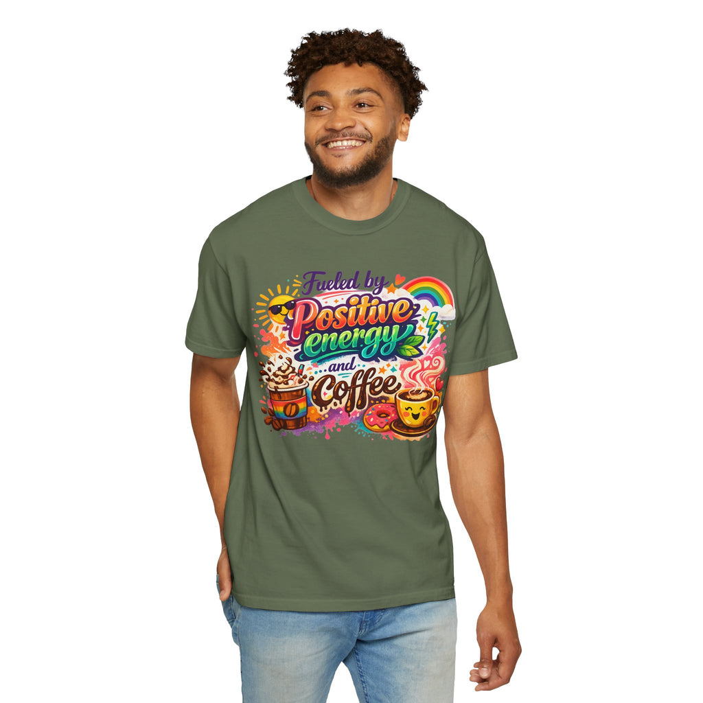 "The Caffeine-Induced Optimist" Unisex Garment-Dyed T-shirt