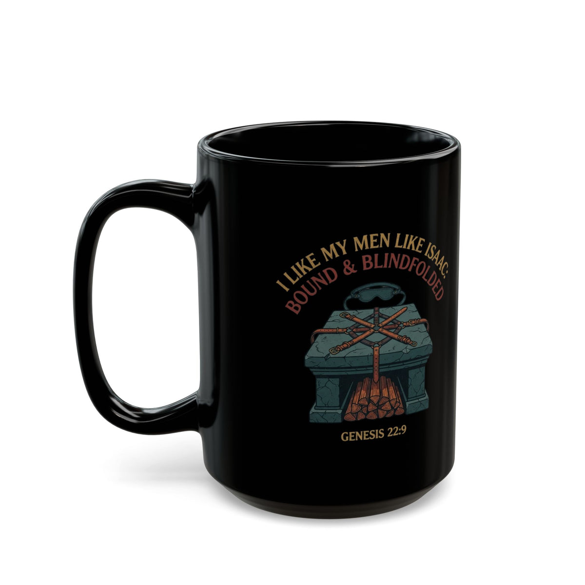 "Good Book Series Bound & Blindfolded" Black Ceramic Mug