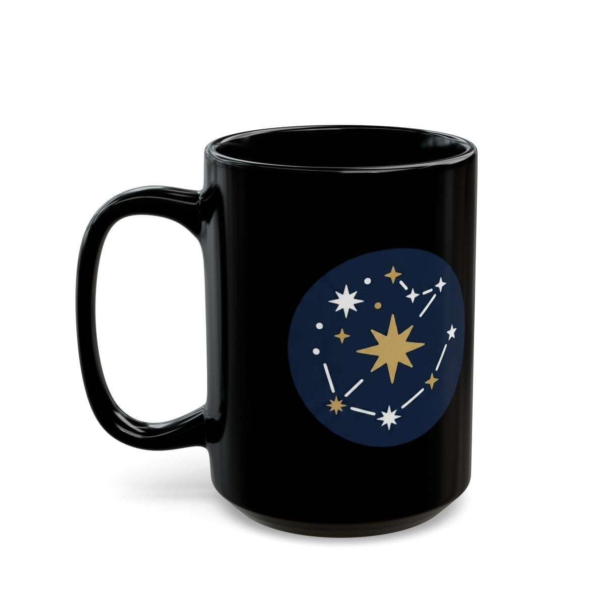 "Constellation Map (Dark Sky)" Black Ceramic Mug — Graphic