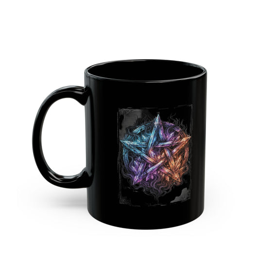 "Cosmic Spectrum Pentacle" Black Ceramic Mug