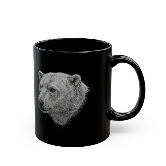 "Pencil Sketch Art Polar Bear" Black Ceramic Mug — Graphic