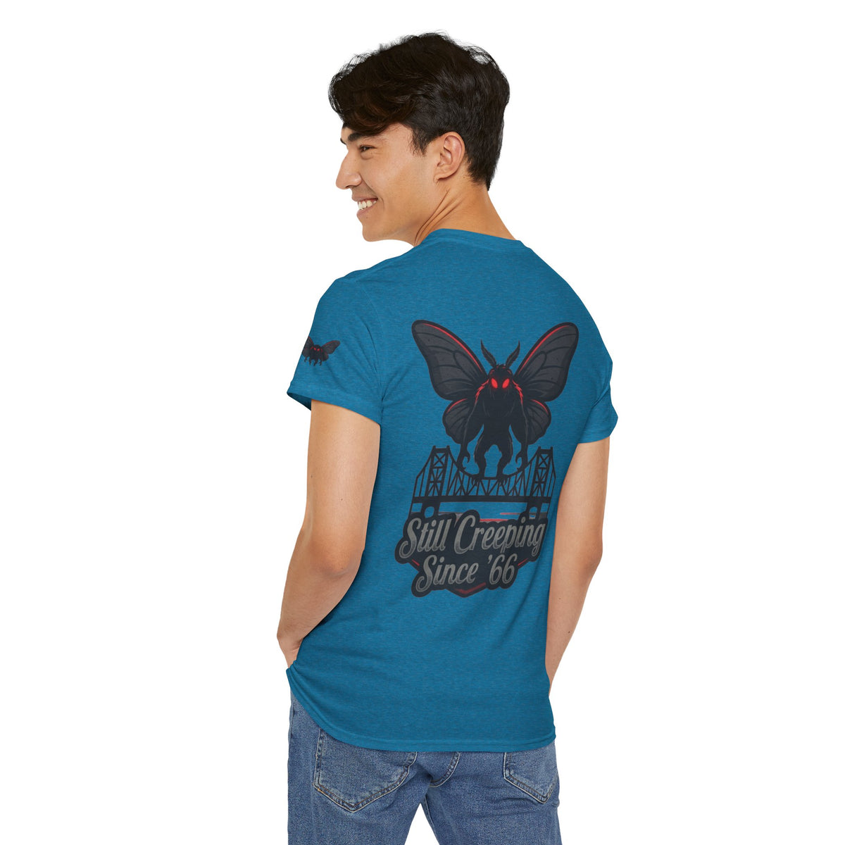 Color: Antique Sapphire | Mothman (West Virginia, USA) Premium Graphic Tee