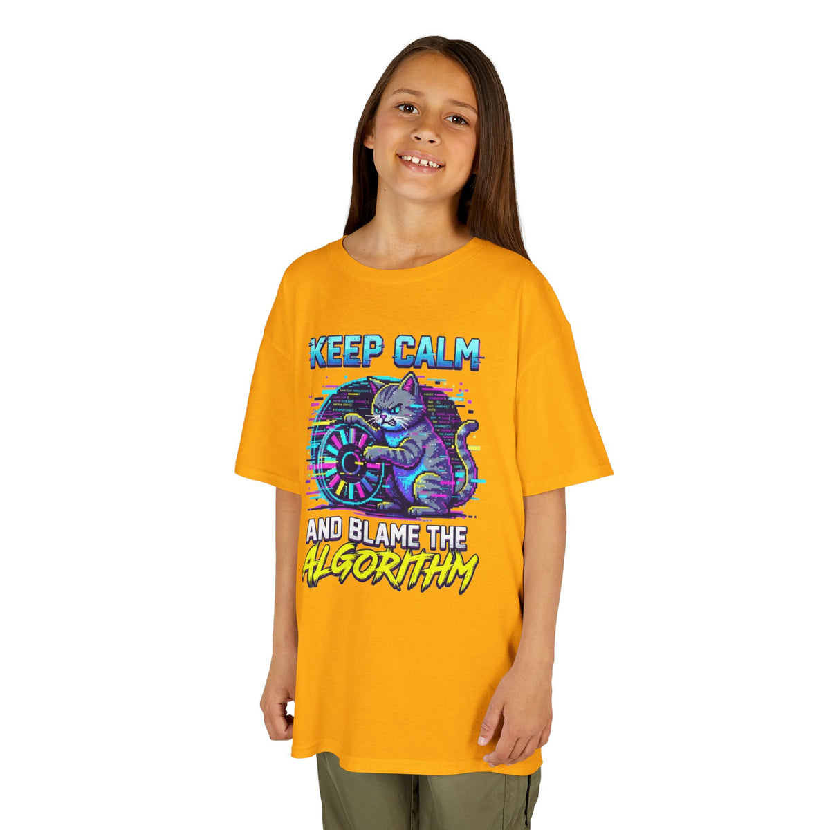 Color: Gold | Keep Calm And Blame The Algorithm Kids Tee