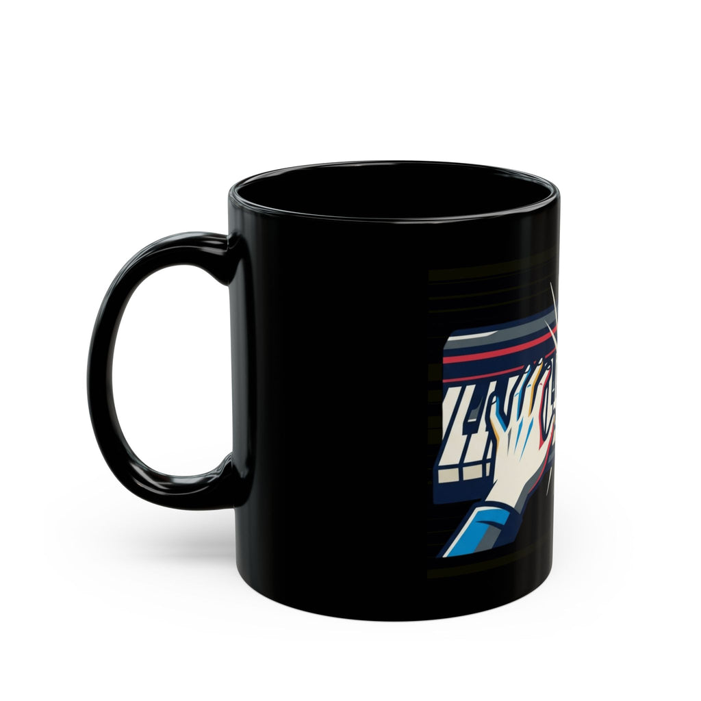 "Imagine What Else These Fingers Can Do" Black Ceramic Mug — Graphic