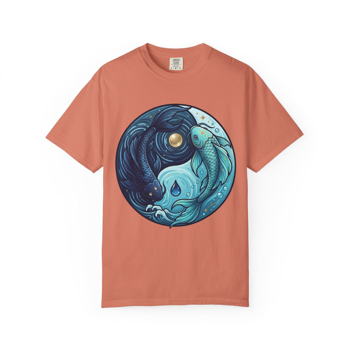 Color: Terracotta | Yin Yang Pisces Unisex Garment-Dyed Tee