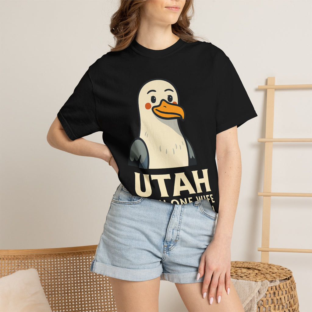 "Utah Seagull - When One Wife Isn't Enough" Unisex Garment-Dyed T-shirt