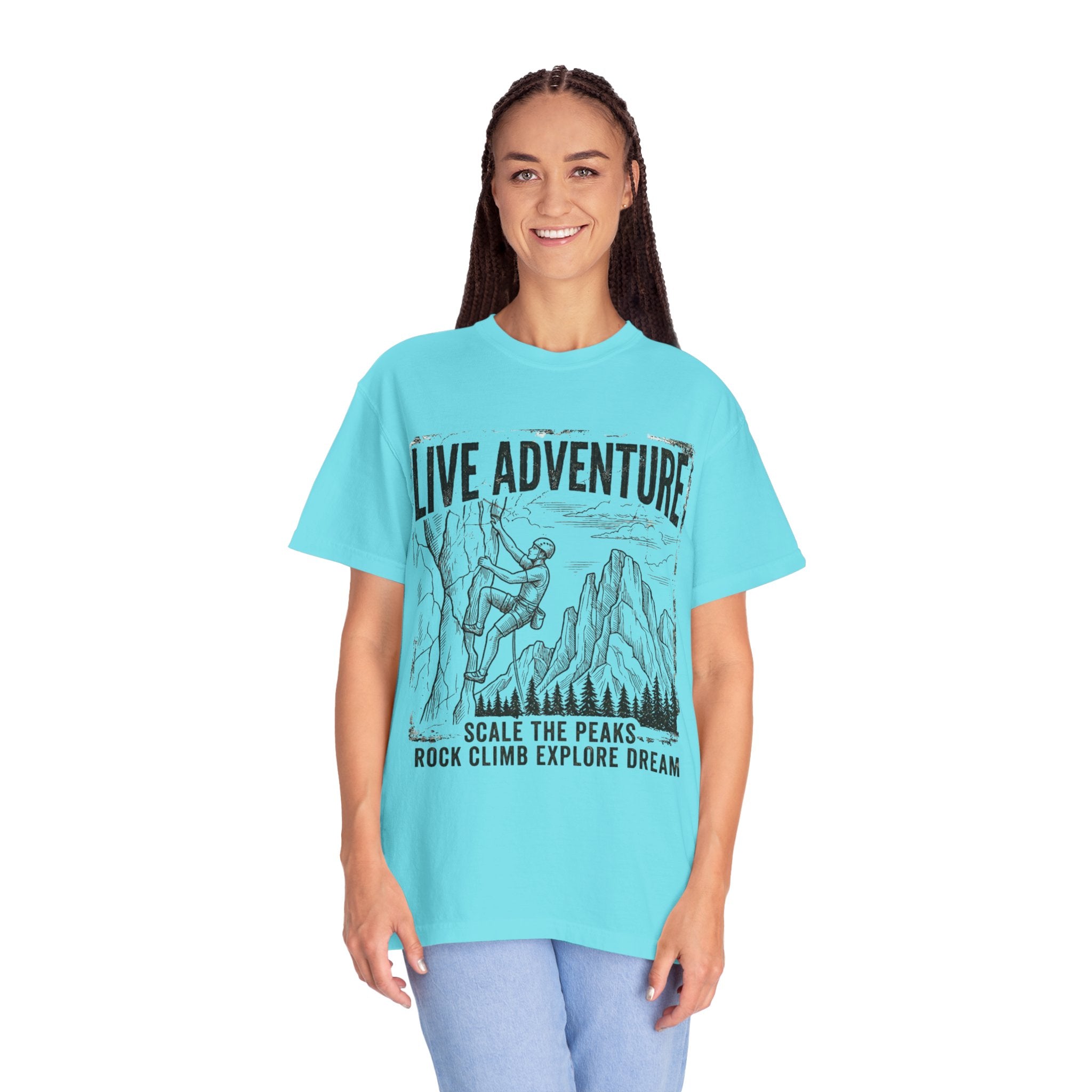 "Live Adventure - Climb" Unisex Garment-Dyed Tee