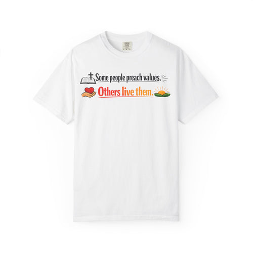 "Actions Over Sermons" Unisex Garment-Dyed T-shirt