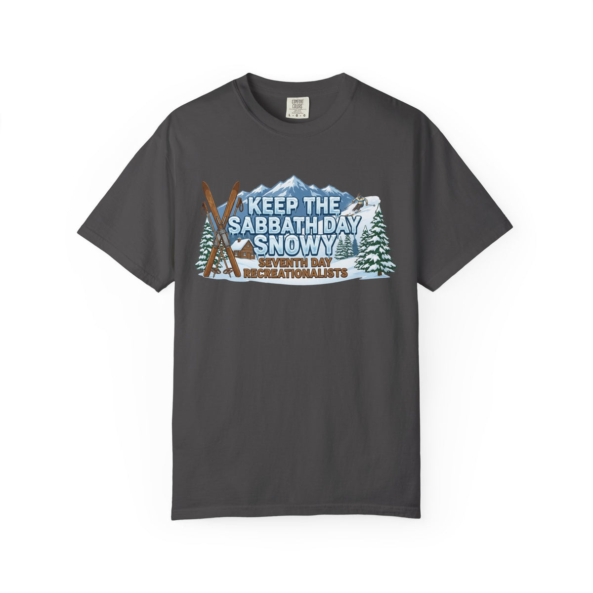 Color: Graphite | Ski Sabbath: My Church Has Powder | Garment-Dyed Tee — AttitudeShirts