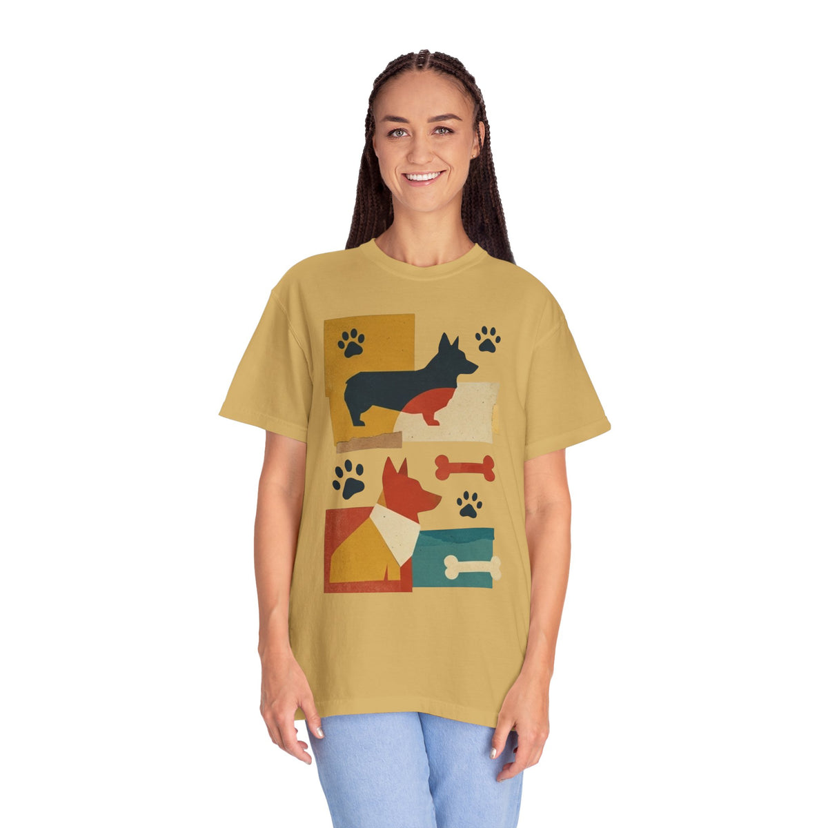 Color: Mustard | Dogs and Bones Unisex Garment-Dyed Tee
