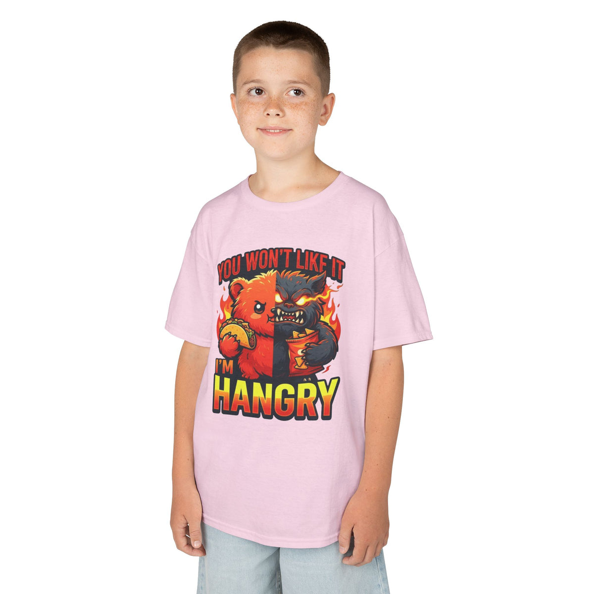 Color: Light Pink | You Won't Like It I'm Hangry Kids Tee