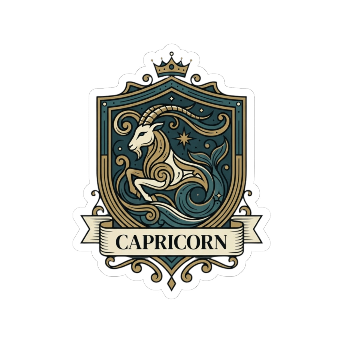 "Capricorn- The Sea-Goat Crest" Sticker — Main