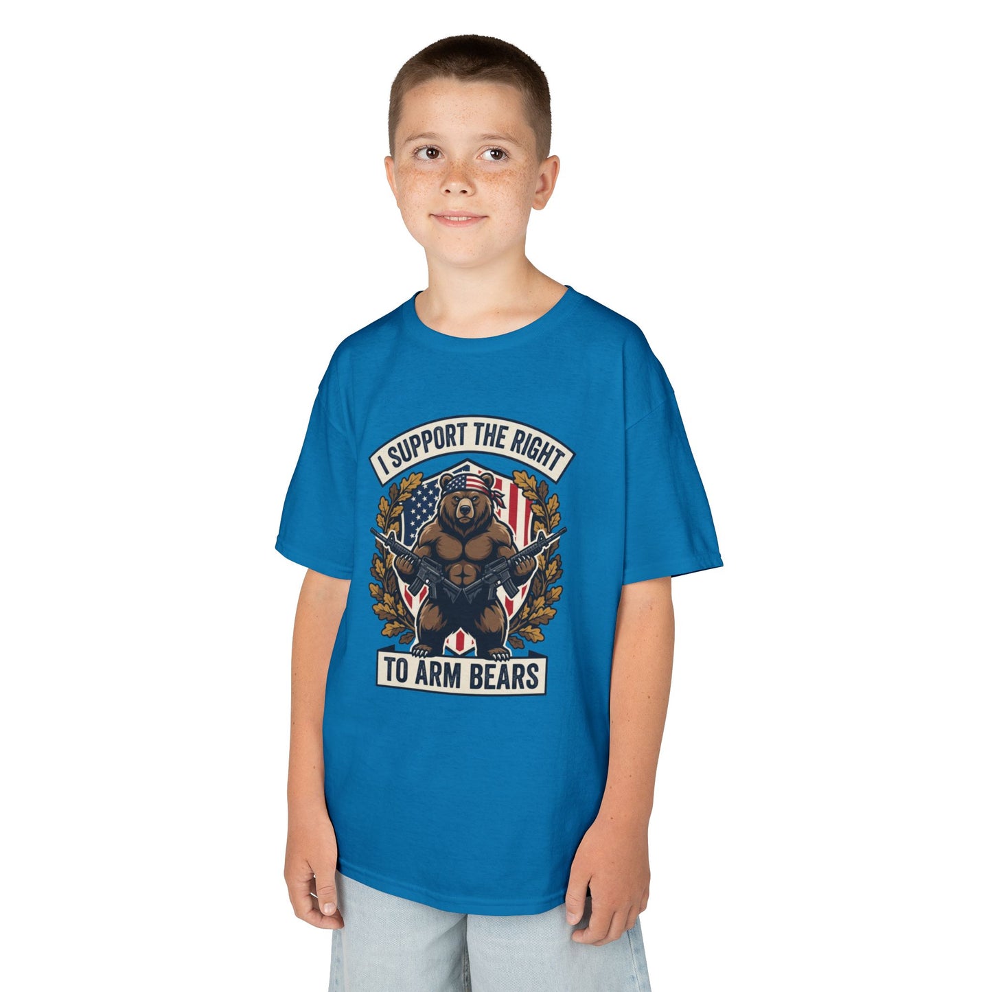 Kids T‑Shirt — "I Support The Right To Arm Bears" Patriotic Bear Graphic Tee