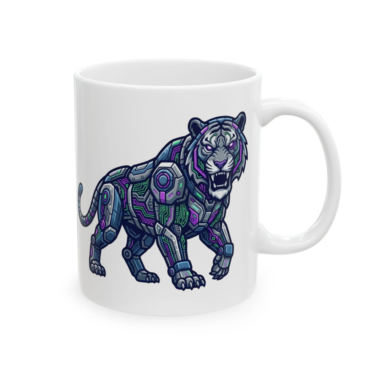 "Cyber Tiger" White Ceramic Mug