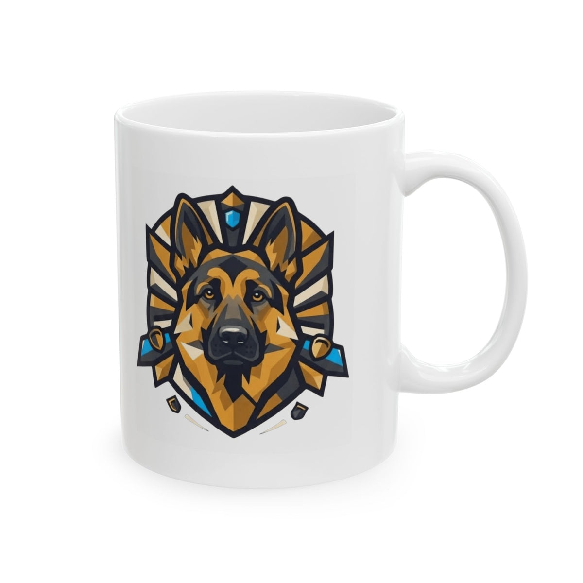 "German Shepherd Guardian Loyal Brave" White Ceramic Mug — Graphic