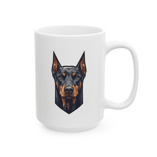 "Doberman Defender" White Ceramic Mug — Graphic