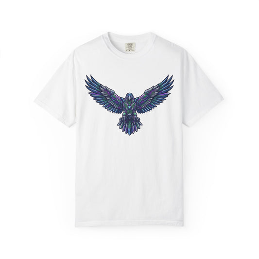 Color: White | Cyber Falcon Unisex Garment-Dyed Tee