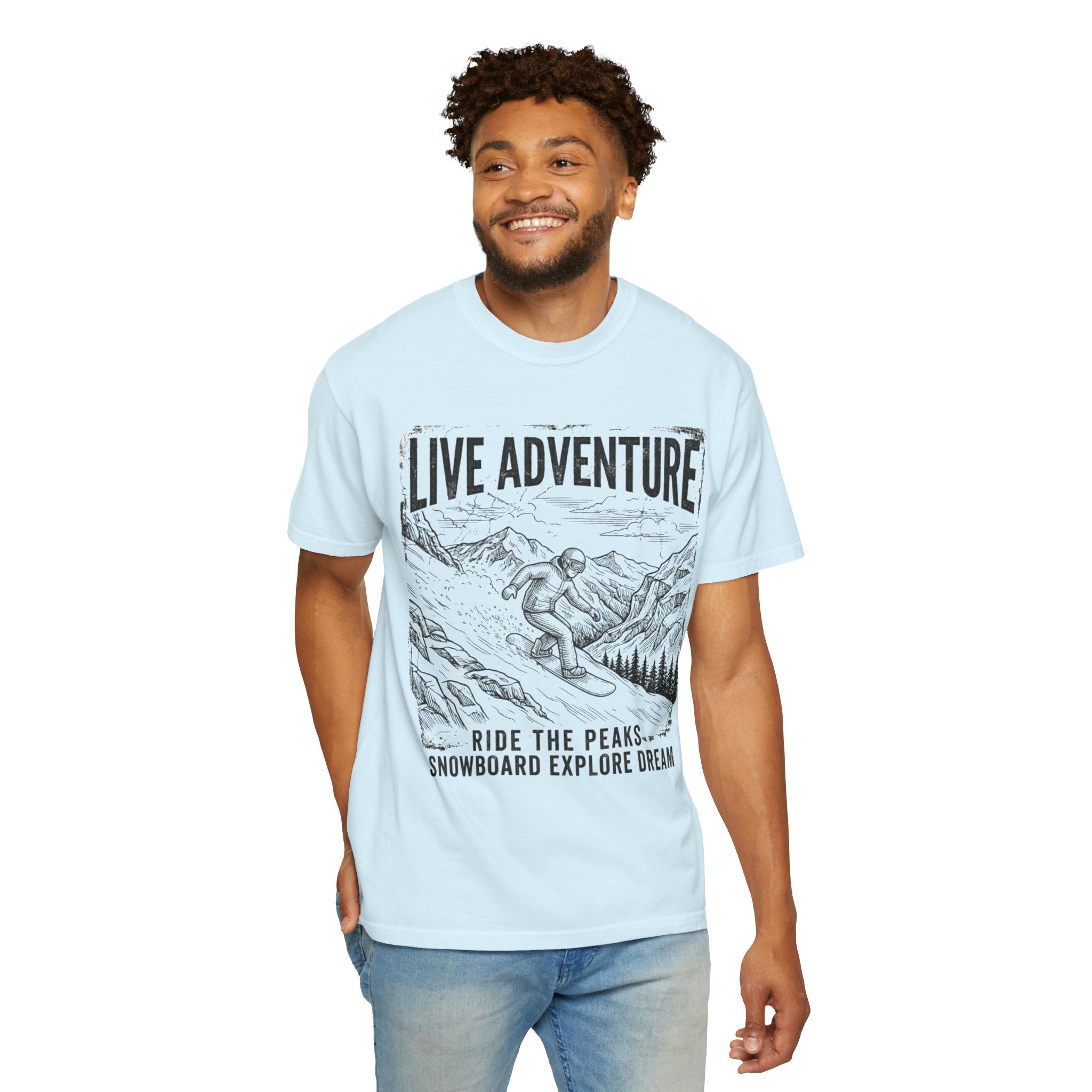 "Live Adventure - Snowboard" Unisex Garment-Dyed Tee