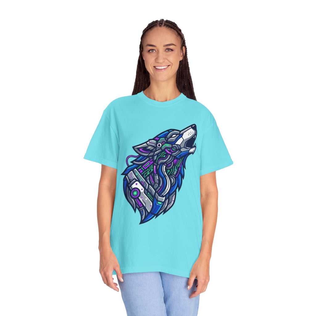 "Cyber Wolf" Unisex Garment-Dyed Tee