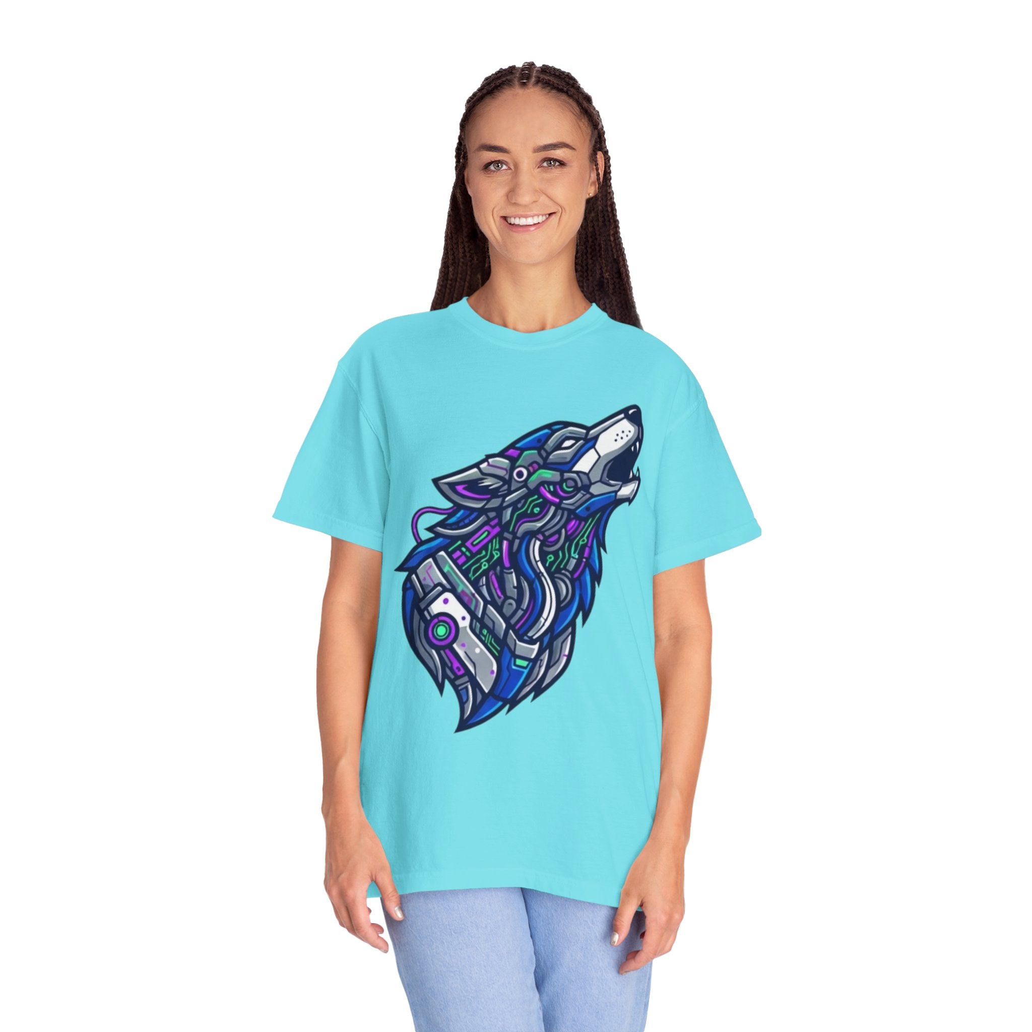 "Cyber Wolf" Unisex Garment-Dyed Tee