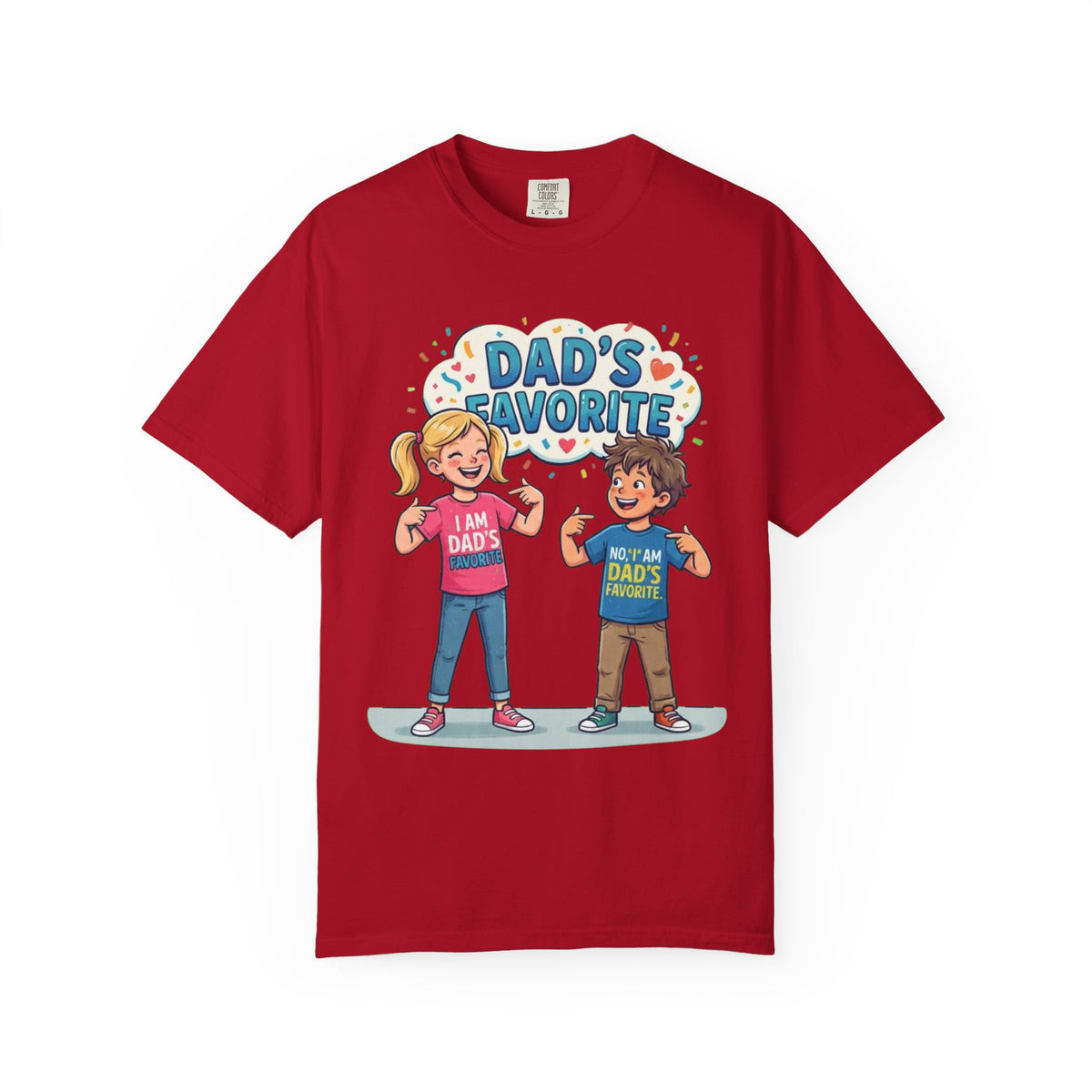 Color: Red | Dad's Favorite Unisex Garment-Dyed Tee