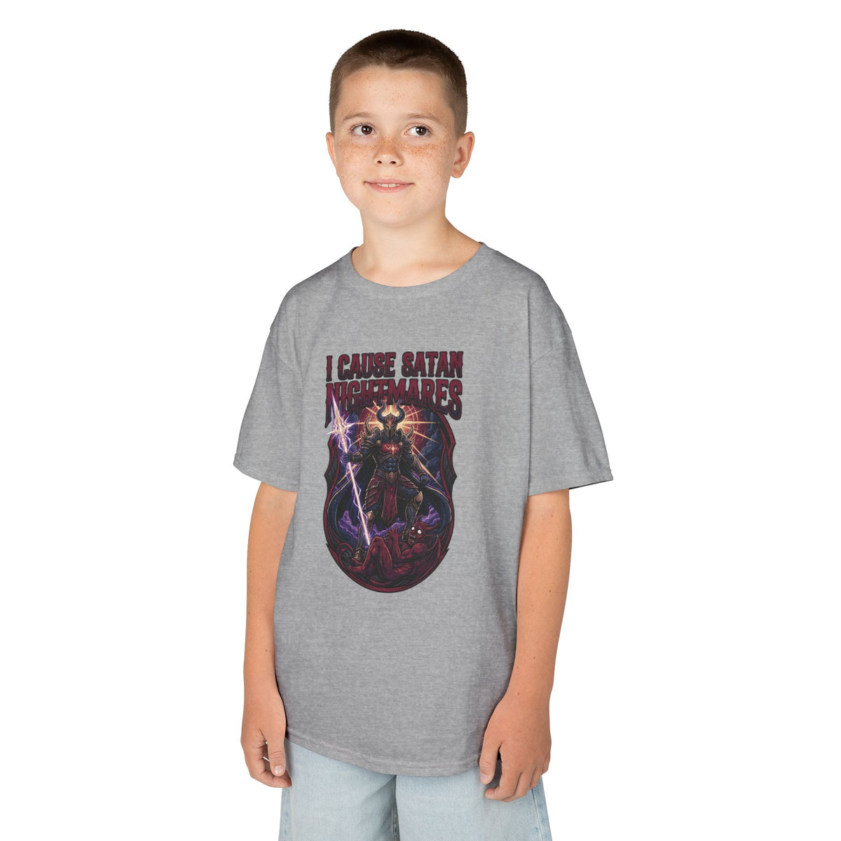 Color: Sport Grey | I Cause Satan Nightmares Kids Tee
