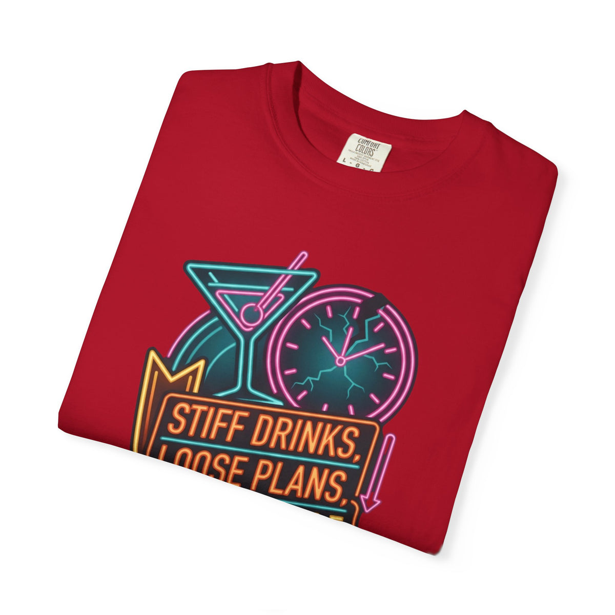 "Stiff Drinks Loose Plans" Unisex Garment-Dyed Tee
