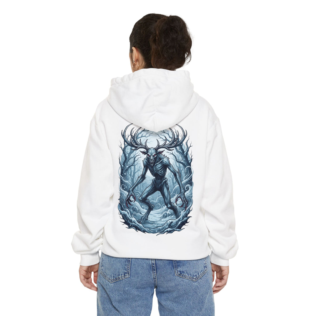 Color: White | Wendigo (Algonquian Folklore) Garment-Dyed Hoodie