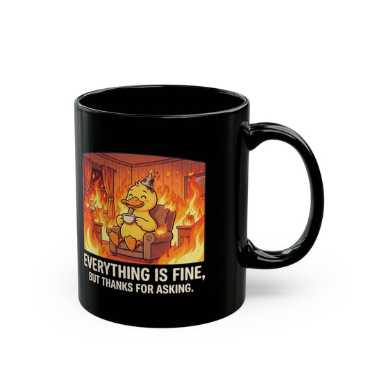 "Everything Is Okay" Black Ceramic Mug