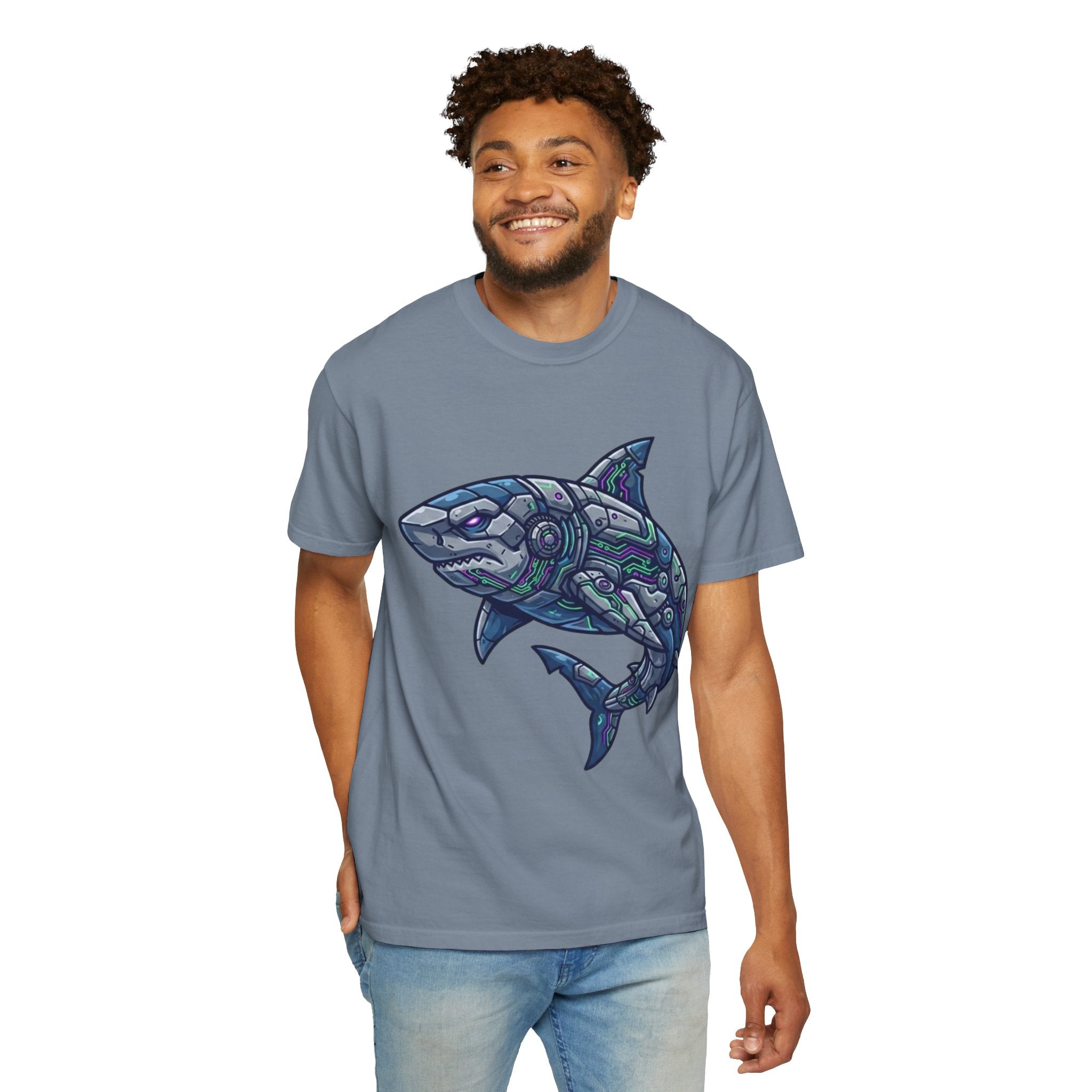 "Cyber Shark" Unisex Garment-Dyed Tee