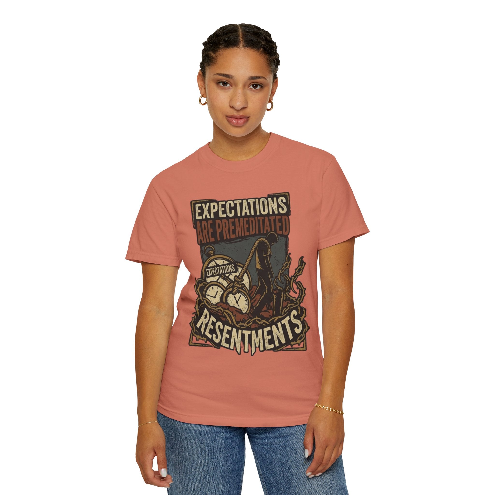 "Expectations Are Premeditated Resentments" Unisex Garment-Dyed Tee