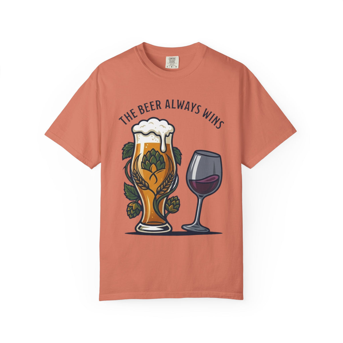 Color: Terracotta | The Beer Always Wins Unisex Garment-Dyed Tee
