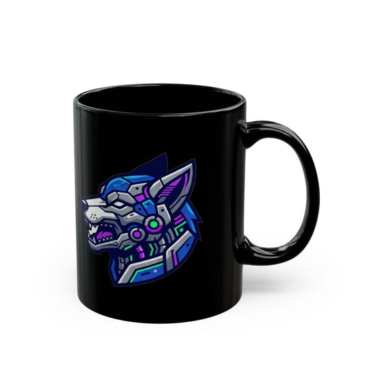 "Cyber Wolf" Black Ceramic Mug — Graphic