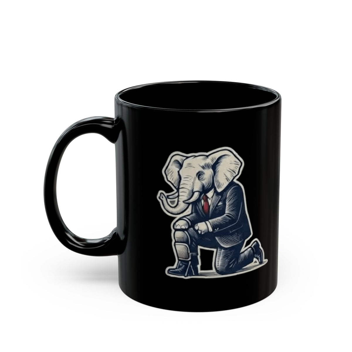 "The Knee Pad Caucus" Black Ceramic Mug — Graphic
