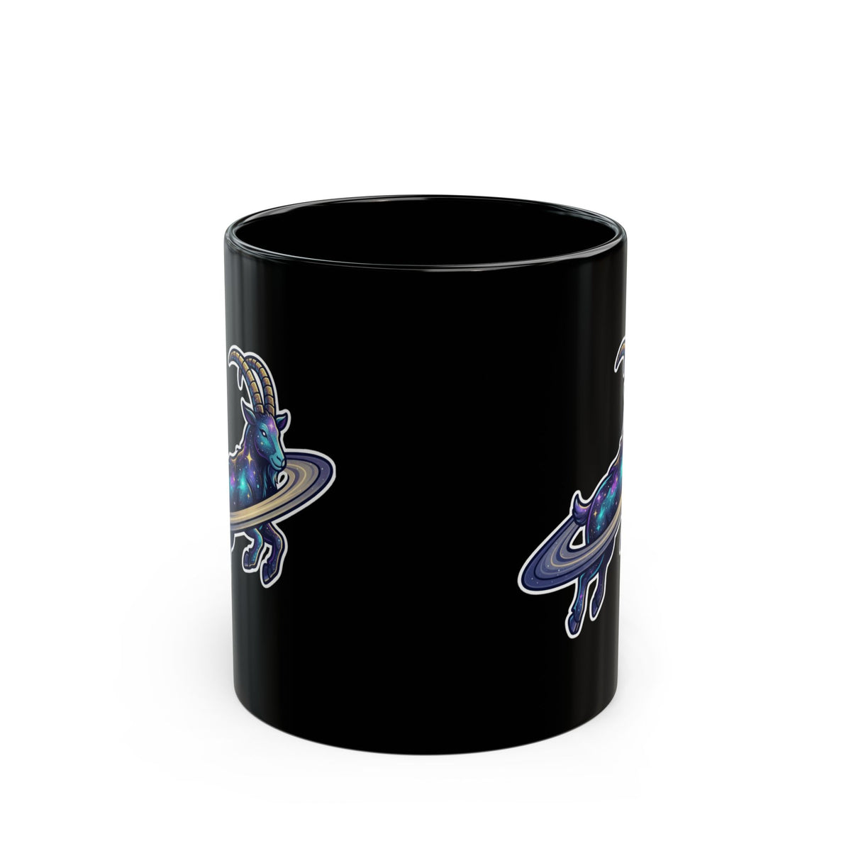 "Space Explorer Capricorn" Black Ceramic Mug — Graphic