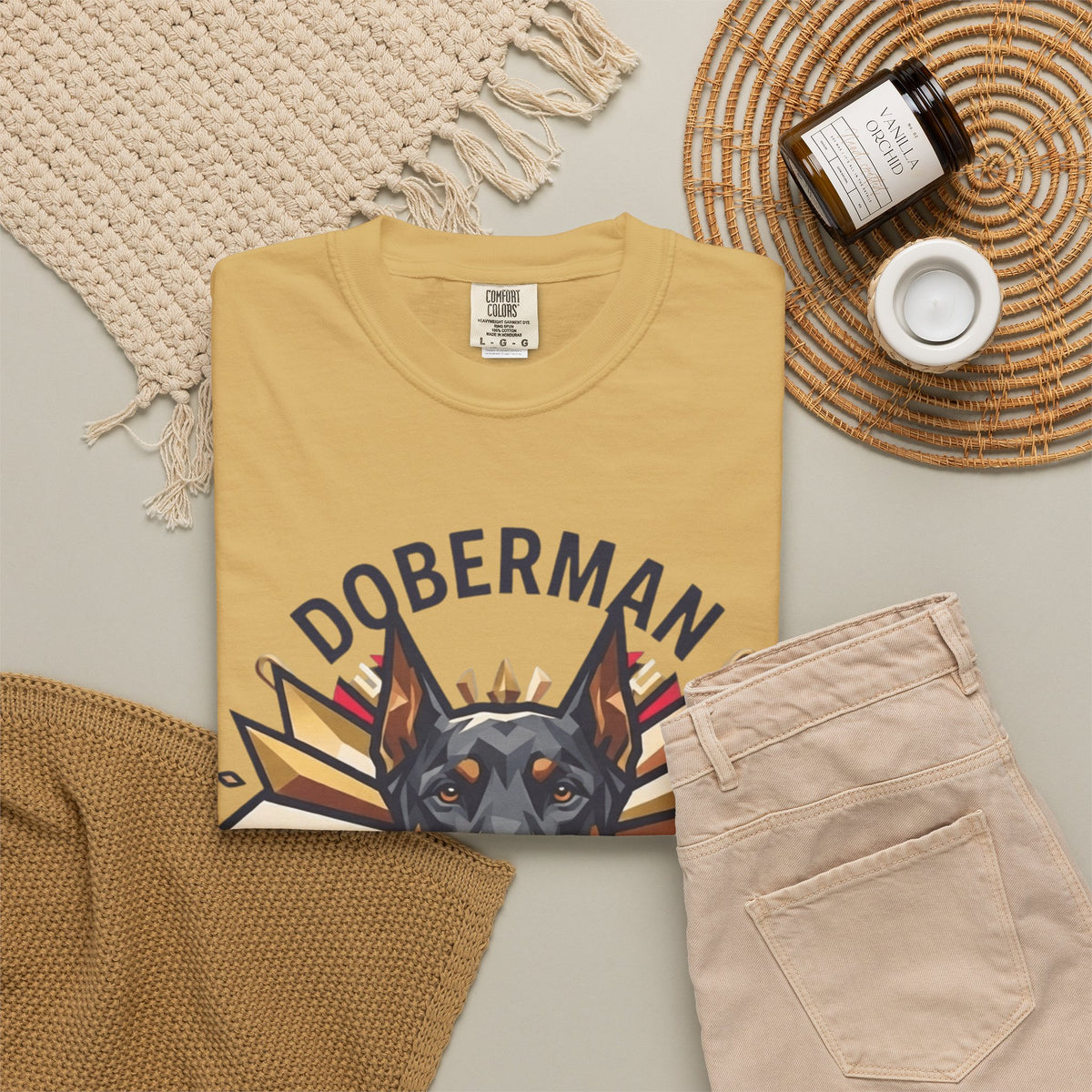 "Doberman Defender" Unisex Garment-Dyed Tee