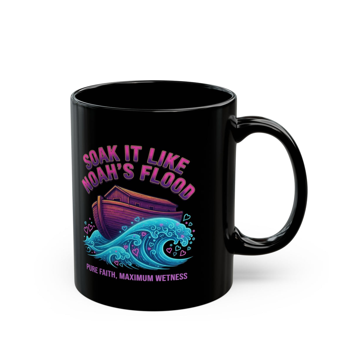 "Good Book Series Soak it Like Noah's Flood" Black Ceramic Mug